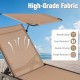 Outdoor chaise lounge chair in brown with adjustable sunshade, breathable fabric, and 6-position backrest for versatile.