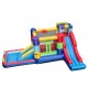 Inflatable bounce house with slide and ball pit, made of durable oxford cloth, ideal for outdoor fun and play.
