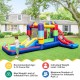 Inflatable bounce house with slide and ball pit, made of durable oxford cloth, ideal for outdoor fun in parks or.