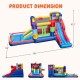 Inflatable bounce house with slide and ball pit, made of durable oxford cloth, ideal for backyard fun and safety.