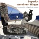 Folding boat seat with camouflage fabric, featuring superior aluminum hinges for rust resistance and ergonomic backrest.