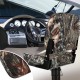 Folding boat seat set in camouflage with 5" thick sponge padding, designed for comfort and easy storage.