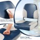 Low back boat seat set in blue with waterproof PVC leather, ergonomic design, and soft sponge padding for comfort.