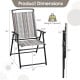 Dimensions of gray patio folding sling chair with 330 lbs capacity, showcasing its foldable design for easy storage.