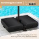 Sandbag base for stability shown with 10ft cantilever umbrella, featuring LED lights and a beige tear-resistant canopy.