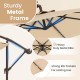 Close-up of the 10-foot cantilever umbrella's sturdy metal frame with 8 heavy-duty ribs, designed for outdoor stability.