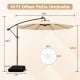 10 ft cantilever patio umbrella in beige with solar LED lights, featuring a sturdy base and adjustable crank for.