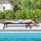 Patio sunbathing lounge chair in black, adjustable 5-position backrest, perfect for poolside relaxation.
