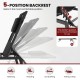 5-position adjustable backrest of the black patio sunbathing lounge chair for ultimate relaxation by the poolside.