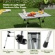 Folding heavy-duty aluminum camping table with adjustable height, anti-slip footpads, and waterproof surface for.
