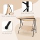 Sturdy triangular structure of the 2-seat outdoor swing chair with adjustable beige canopy for versatile outdoor use.