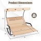 Dimensions of the Outdoor 2 Persons Rocking Chaise Lounge with Canopy, featuring a sturdy metal frame and adjustable.