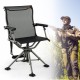 360-degree silent swivel hunting chair in black with adjustable height and armrests, perfect for outdoor activities.