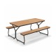6 feet outdoor picnic table bench set in brown, seats 6-8 people, with weather-resistant HDPE tabletop for durability.