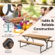 6 feet outdoor picnic table bench set in brown, featuring a sturdy metal frame and natural wood-like texture for 6-8.