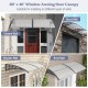 Gray outdoor front door awning canopy shown on various wall types, providing sunlight and rain protection for homes.