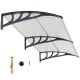 Gray outdoor front door patio awning with sturdy PC hollow panels for sunlight, rain, and snow protection.