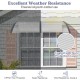 Gray outdoor front door patio awning with sturdy PC hollow panels, offering sun, rain, and wind protection.