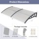 Outdoor front door patio awning dimensions showing sturdy PC sheets and installation components for weather protection.