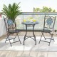 3-piece patio bistro set featuring folding chairs and a mosaic-patterned table, perfect for indoor or outdoor use.