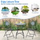 3 Piece Patio Bistro Set featuring a mosaic pattern, including folding chairs and a stable metal frame for indoor and.