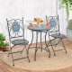 Set of 2 metal folding chairs with mosaic design, perfect for patio use, featuring a high backrest and stable frame.