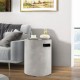 Gray outdoor side table with side handles, designed to conceal a 20 lbs propane gas tank, ideal for garden settings.