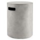 Round outdoor table in gray, designed to hide a 20 lbs propane tank, perfect for fire pits and patio use.