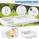 Double-sink fish cleaning table in white with a 360° rotatable faucet, ideal for camping and picnics.