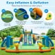 Kids inflatable water slide featuring two long slides and soccer gates, ideal for summer fun in the backyard.