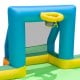 Kids inflatable water slide featuring two soccer gates and a basketball hoop, perfect for summer fun in the backyard.