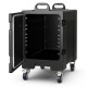 End-loading insulated food pan carrier with wheels, 81 Quart capacity, designed for easy transport and optimal.