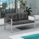 Contemporary 2-person sofa chair with WPC armrests and soft cushions, perfect for balcony or backyard relaxation.