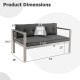 Contemporary 2-person sofa chair with WPC armrests, featuring dimensions of 54" x 28" x 24.5", ideal for balcony or.