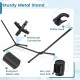 Sturdy metal stand for hammock featuring rustproof tube, non-slip foot pads, and reinforced connections for stability.