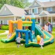 Inflatable water slide with dual slides, splash pool, and colorful accessories for outdoor fun in the backyard.