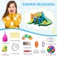 Inflatable water slide with dual slides, splash pool, and 735W blower, perfect for summer fun and outdoor play.