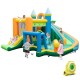 Inflatable water slide with dual slides, splash pool, and colorful accessories for outdoor summer fun.