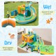 Inflatable water slide with dual slides and splash pool, made of tear-proof 420D Oxford cloth, perfect for summer fun.