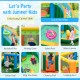 Inflatable water slide with dual slides, splash pool, and climbing wall for outdoor fun and summer activities.