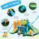 Detail view of the inflatable water slide's climbing wall and protective mesh, ensuring safe and fun summer play for.