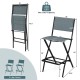 Folding bar stools set of 2 in blue with backrest and footrest, ideal for patio and garden use, sturdy metal frame.