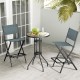 Folding bar stools set of 2 in blue with backrest and footrest, perfect for patio or garden use.