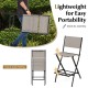Outdoor folding bar height stool with metal frame, coffee color, lightweight design for easy portability and quick.