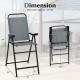 Patio folding bar stool set of 2 in blue with metal frame, featuring ergonomic armrests and footrest for comfort.