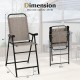 Folding bar stool set with a metal frame, coffee color, featuring ergonomic armrests and a sturdy design for outdoor.