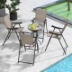 Folding bar stool set of 4 with metal frame and footrest, perfect for outdoor use on balconies or by the poolside.
