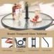 Round tempered glass tabletop with built-in umbrella hole and fixing brackets, ideal for outdoor bar set use.
