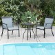 Patio chairs set of 2 with breathable blue fabric, perfect for poolside relaxation and durable for all weather.