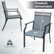 Patio chair dimensions with breathable blue fabric, 330 lbs capacity, ideal for poolside or patio relaxation.